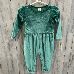 New! Tucker + Tate Evergreen Glitter Romper Velvet Velour 9 Months Girls